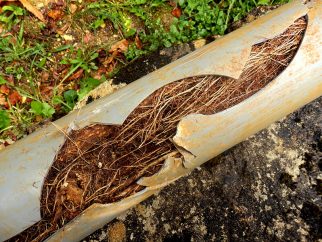 Tree Roots Split Pipe